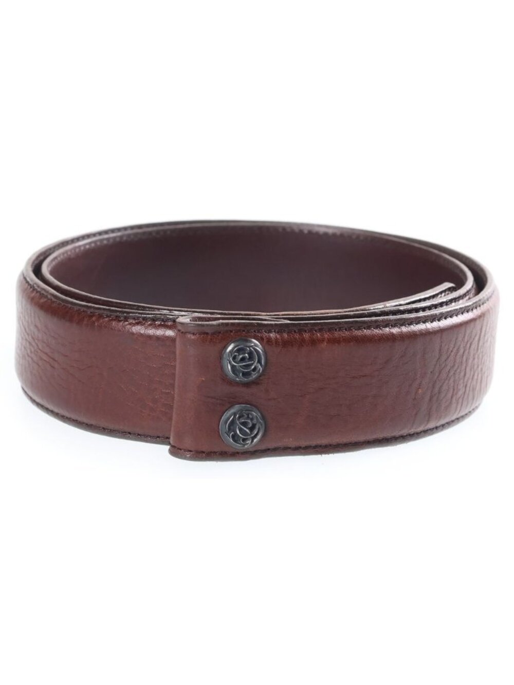 Chrome Hearts 1.5 Strap Floral Crossle Rivets Leather Belt Brown